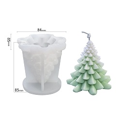 Blanco Árbol de navidad diy vela moldes de silicona, moldes de resina, para resina uv, fabricación de joyas de resina epoxi, blanco, 8.5x8.4x8.5 cm