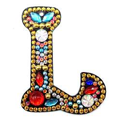 Letter L DIY Colorful Initial Letter Keychain Diamond Painting Kits, Including Acrylic Board, Bead Chain, Clasps, Resin Rhinestones, Pen, Tray & Glue Clay, Letter.L, 60x50mm