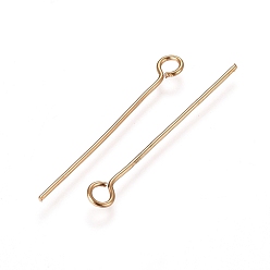 Golden 304 Stainless Steel Eye Pins, Golden, 25x0.6mm, Hole: 2mm