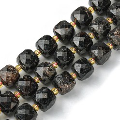 Grenat Grenat naturels brins de perles, avec des perles de rocaille, cube à facettes, 8~9x8~9x8~9mm, Trou: 0.9~1mm, Environ 35~39 pcs/chapelet, 14.80''~15.16'' (37.6~38.5 cm)