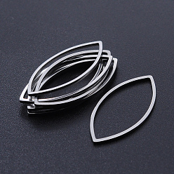 Stainless Steel Color 201 Stainless Steel Linking Rings, Laser Cut, Horse Eye, Stainless Steel Color, 27x13x1mm, Inner Diameter: 24x11mm