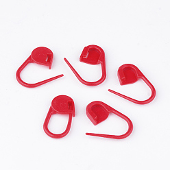 Red Plastic Knitting Crochet Locking Stitch Markers Holder, Red, 21x11x3mm, Hole: 8x10mm, about 200pcs/bag