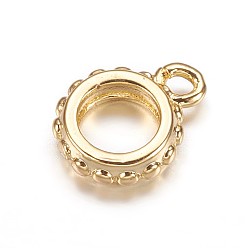Golden Brass Tube Bails, Loop Bails, Bail Beads, Bumpy Ring, Golden, 9x7x2mm, Hole: 1mm, 4.5mm inner diameter