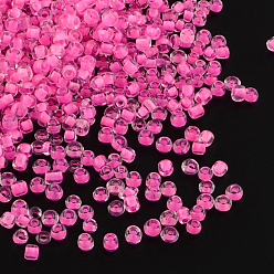 Pink 12/0 Glass Seed Beads, Inside Colors, Pink, 2mm, about 30000pcs/pound