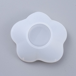 White Flower Plate Silicone Molds, Resin Casting Molds, For UV Resin, Epoxy Resin Jewelry Making, White, 90x33mm