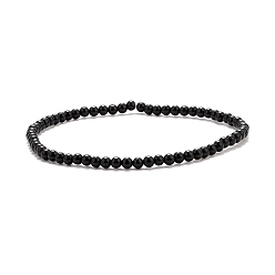 Black Onyx Мини-браслеты из натурального черного оникса, расшитые бусинами, для женщин девушек, внутренний диаметр: 2-1/8 дюйм (5.4 см)