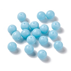 Light Sky Blue Luminous Candy Color Glass Bead, Glow in the Dark,  Round, Light Sky Blue, 8mm, Hole: 1.3mm