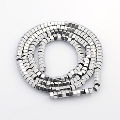 Platinum Plated Pentagon Electroplate Non-magnetic Synthetic Hematite Beads Strands, Platinum Plated, 3x2mm, Hole: 1mm, about 210pcs/strand, 15.8 inch
