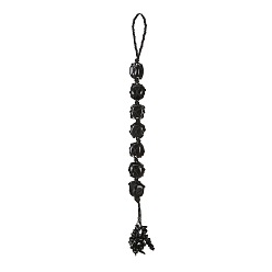 Black Agate Handmade Natural Black Agate Hanging Ornament, for Car Rear View Mirror Decoration, 350mm