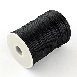 Black Polyester Cords, Black, 2mm, about 98.42 yards(90m)/roll