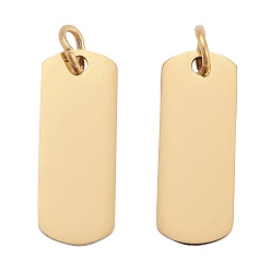 Golden 201 Stainless Steel Pendants, Manual Polishing, Rectangle, Stamping Blank Tag, Golden, 20x8x1mm, Hole: 3.5mm