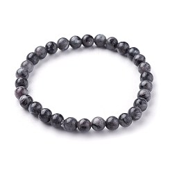 Labradorite Bracelets extensibles en perles de larvikite naturelles, ronde, 1-7/8 pouces ~ 2-1/8 pouces (4.9~5.3 cm), perles: 6~7 mm