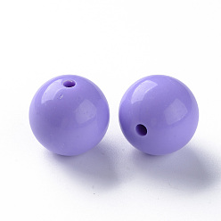 Средний Фиолетовый Непрозрачные акриловые бусины, круглые, средне фиолетовый, 20x19 мм, отверстие : 3 мм, Около 111 шт / 500 г