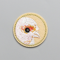 Navajo White Flat Round with Bird Computerized Embroidery Cloth Iron on/Sew on Patches, Costume Accessories, Appliques, Navajo White, 42mm