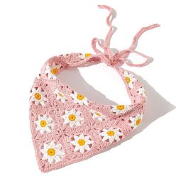 Pink Шерстяная повязка на голову с цветочным узором, широкие аксессуары для волос для женщин, розовые, подходят для 540~600 мм