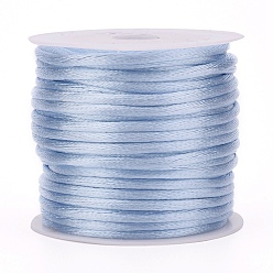 Aqua Nylon Cord, Satin Rattail Cord, for Beading Jewelry Making, Chinese Knotting, Aqua, 2mm, about 10.93 yards(10m)/roll