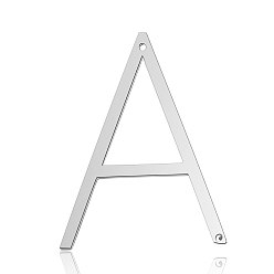 Letter A 201 Stainless Steel Links connectors, Letter, Stainless Steel Color, Letter.A, 37x28x1mm, Hole: 1mm