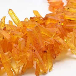 Orange Natural Pagoda Quartz Crystal Beads Strands, Dyed, Orange, 15~29x9~13x7~10mm, Hole: 1mm, about 56pcs/strand, 15.7 inch