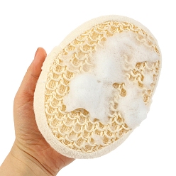 Oval Exfoliating Braided Sisal Pad Body Scrubber with Sponge, Shower Cleanser, Bathing Tools, Oval, 145x105x50mm.