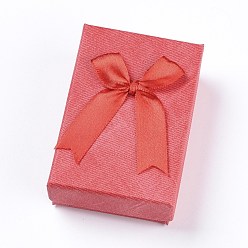 Red Cardboard Jewelry Set Boxes, with Sponge Pad Inside, Rectangle, Red, 9.35x6.3x3cm
