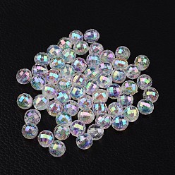 Clear AB Faceted Eco-Friendly Transparent Acrylic Round Beads, AB Color, Clear AB, 8mm, Hole: 1.5mm, about 2000pcs/500g
