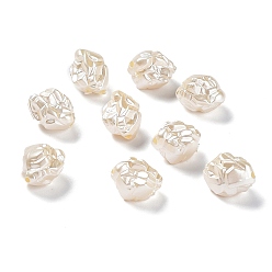 Blanco Antiguo Perlas acrílicas perladas opacas, pepitas drusas, blanco antiguo, 12.5x10x10 mm, agujero: 1.6 mm, Sobre 880 unidades / 500 g
