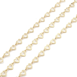Настоящее золото 18K Латунные полые цепи в форме сердца, несварные, с катушкой, реальный 18 k позолоченный, 5x11x0.5 мм