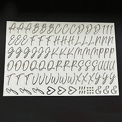 Platinum Alphabet Letter A~Z & Heart Metal Stickers, Platinum, 15mm, Letter: 0.3~0.9mm