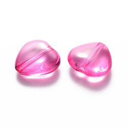 Camellia Transparent Acrylic Beads, Heart, Camellia, 13.5x13.5x5.5mm, Hole: 1.5mm, about 775pcs/500g