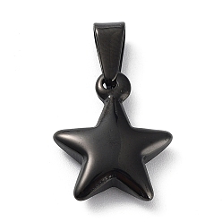 Negro Revestimiento iónico (ip) 304 encantos de acero inoxidable, estrella, negro, 18x14.8x4.1 mm, agujero: 3x6.8 mm
