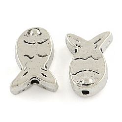 Antique Silver Tibetan Style Fish Alloy Beads, Cadmium Free & Lead Free, Antique Silver, 11.5x8x3.5mm, Hole: 1mm, about 1086pcs/1000g