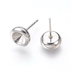 Stainless Steel Color 304 Stainless Steel Post Stud Earring Settings, for Pointed Back Xilion Rivoli Rhinestone, Stainless Steel Color, Fit For: 5mm Rhinestone, 14x8mm, Pin: 0.7mm