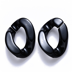 Noir Anneaux de liaison acryliques opaques, connecteurs à liaison rapide, pour faire des chaînes, torsion, noir, 30x21x6mm, diamètre intérieur: 16x8 mm