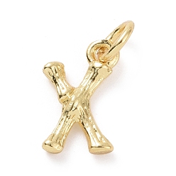 Letter X Brass Pendants, with Jump Ring, Golden, Letter Charm, Letter X, 12x7x2mm, Hole: 3mm