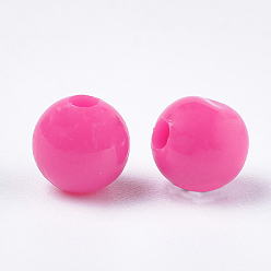 Camellia Opaque Plastic Beads, Round, Camellia, 6x5.5mm, Hole: 1.8mm, about 4790pcs/500g