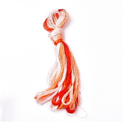 Rouge Orange Vrais fils à broder en soie, chaîne de bracelets d'amitié, 8 couleurs, dégradé de couleur, rouge-orange, 1mm, 20 m / bundle, 8 bundles / set