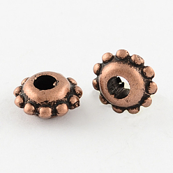 Copper Plated Antique Acrylic Spacer Beads, Flat Round, Copper Plated, 8.5x4mm, Hole: 3mm, about 4260pcs/500g
