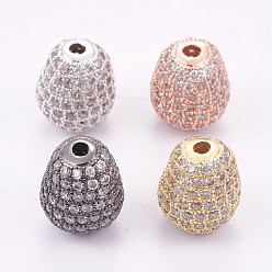 Mixed Color Brass Micro Pave Cubic Zirconia Beads, Long-Lasting Plated, teardrop, Mixed Color, 12x10mm, Hole: 2mm