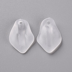 Blanco Colgantes transparentes de acrílico esmerilado, Petaline, blanco, 24x17x4 mm, agujero: 1.8 mm