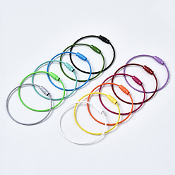 Mixed Color Spray Painted 201 Stainless Steel Wire Cable Keychains, Key Rings for Outdoor, Hanging Luggage Tags, Keys and ID Tag Keepers, Mixed Color, Inner Diameter: 4.5x4.8cm