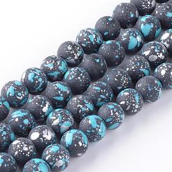 Light Sky Blue Baking Painted Glass Bead Strands, Round, Light Sky Blue, 6mm, Hole: 1mm, about 133pcs/strand, 31.4 inch