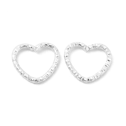 Corazón 50 piezas de anillos de unión de hierro, anillos abiertos texturizados, plata, corazón, 12x14x2 mm, diámetro interior: 9x11 mm