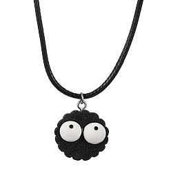 Черный Ожерелья с подвесками из смолы в виде печенья с героями мультфильмов, с искусственной кожи шнуры, чёрные, 17.72 дюйм (45 см)