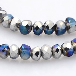 Couleur Mélangete Perles de verre rondelle facettées entièrement plaquées, couleur mixte, 3.5x2.5mm, Trou: 1mm, Environ 100 pcs/chapelet, 10 pouce