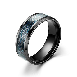 Black Stainless Steel Rotating Finger Ring, Fidget Spinner Ring for Calming Worry Meditation, Black, US Size 9(18.9mm)