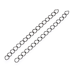 Gunmetal Iron Chain Extender, Curb Chains, Nickel Free, Gunmetal, 70mm, Link: 5~5.5x3.5~4x0.5mm