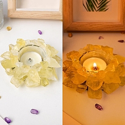 Gemstone Bougeoirs en citrine brute naturelle, pour diffuseur de parfum, décoration d'affichage en pierre d'énergie reiki, 10 cm, Diamètre intérieur: 4 cm