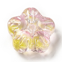 Coloré Des billes de verre transparentes, fleur de prunier fleur, colorées, 12.5x13x5.5mm, Trou: 1.2mm