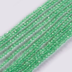 Vert Mer Moyen Chapelets de perles en verre, facette, ronde, vert de mer moyen, 2x2mm, Trou: 0.4mm, Environ 193~197 pcs/chapelet, 14.17 pouces ~ 15.51 pouces (36~39.4 cm)