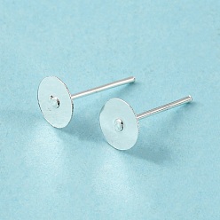Silver Iron Ear Studs, Nickel Free, Silver Color Plated, 11x6x0.8mm, Pin: 0.8mm